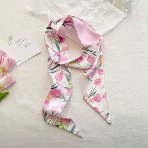 2Γ Bag Twilly Purse Skinny Scarf Pink Tulips And Butterflies